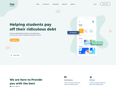 Wigi Financial Platform for students app design ui ux web