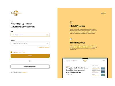 Sign Up Page for Core Equivalence