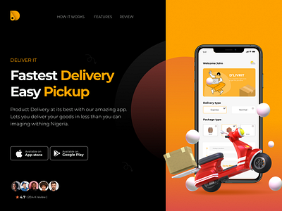 Mobile App Landing Page for D'livrit App