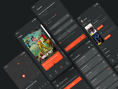 Movie Tickets | Mobile app cinema dark film ios map mobile movie payment profile ticket
