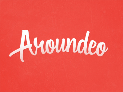 Aroundeo app brand calligraphy lettering logo red