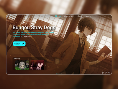 Anime UI Web Design anime dazai design homepage series ui web