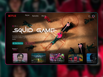 Squid Game Homepage Design branding design homepage netflix squid squid game tvshow ui web