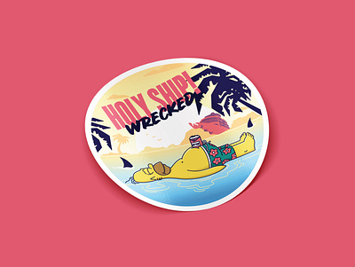 Holy Ship Wrecked! illustration simpsons sticker design