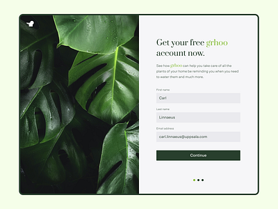 Grhoo Sign Up Details app dailyui figma flow form onboarding plant product design sign up signup ui ux watering welcome