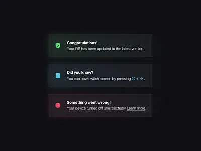 Flash Messages - DailyUI - 011 alert alerts app component dailyui dailyuichallenge dark mode dark theme dark ui figma flash message flash messages gradients toast ui ui design