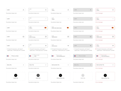 Back Market's Design System Inputs app autolayout backmarket checkout credit card design system drag and drop ecommerce figma file upload input inputs light light mode password phone number select text web