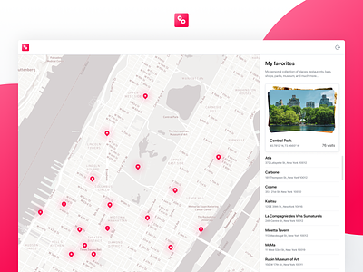 Map - DailyUI - 029 address adresses app bars collection daily dailyui dailyuichallenge favorite figma location museum parks pin places restaurants ui web website