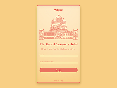 Grand Awesome Hotel Login - DailyUI 001 login sign in ui ux
