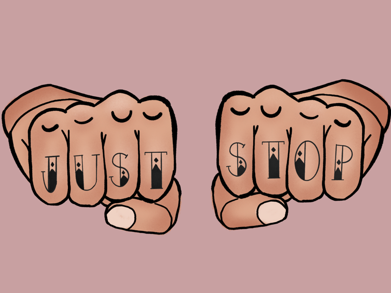 Just Stop procreate typography typo type knuckle tattoo tattoos tattoo knuckles hands illustration