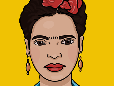 Frida Kahlo cartoon illustration character design feminist art flat design flat illustration frida frida kahlo illustration illustrative line drawing portrait portrait illustration procreate procreate art