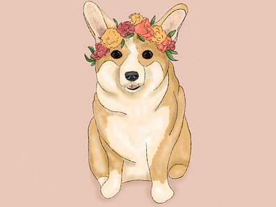 Corgi in a flower crown