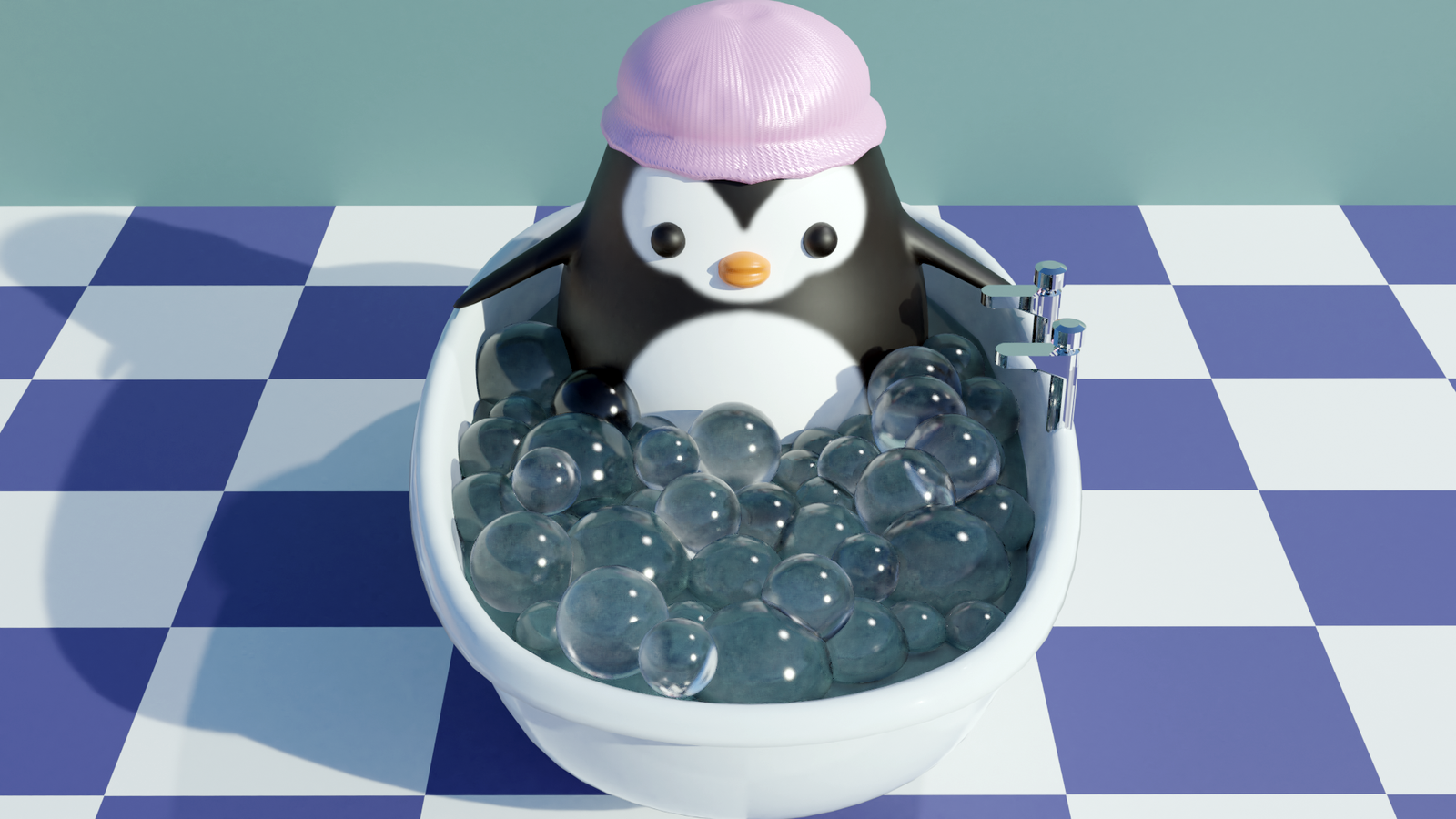 penguin bubble bath toy