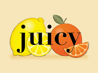 juicy adobe illustrator bright flat design flat illustration fresh fruits fruity fun grain texture juicy lemon orange type art typography typography art vector art vector illustration