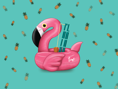 Flamingo time design flamingo illustration pineapple summer