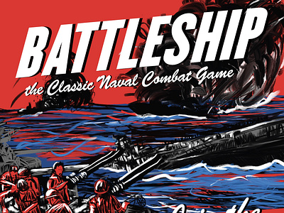 Battleship Redesign battle battleship blue board boardgame children classic combat design game illustration naval navy ocean red redesign ship ships usa white
