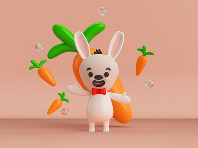 Rabbit! 3d animals c4d character composition cute design illustration ilustración personajes