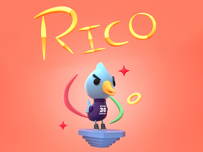 RICO 3d animals c4d cartoon character composition design duck illustration ilustración personajes typography