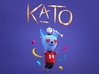 KATO 3d animals c4d cat character composition cute design illustration personajes