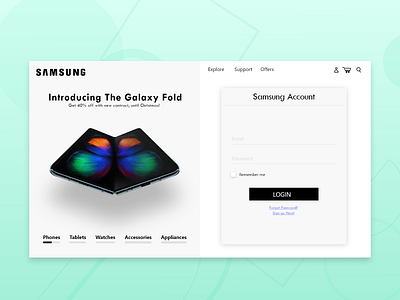 Sign Up/Login - Samsung branding dailyui design ui xd