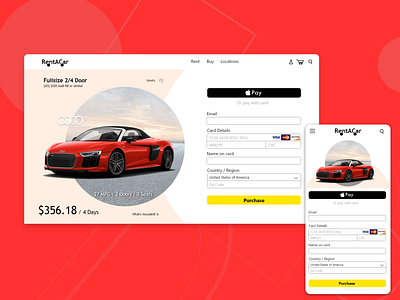 DailyUI Challenge - Checkout (RentACar) app design branding dailyui design photoshop ui ux xd