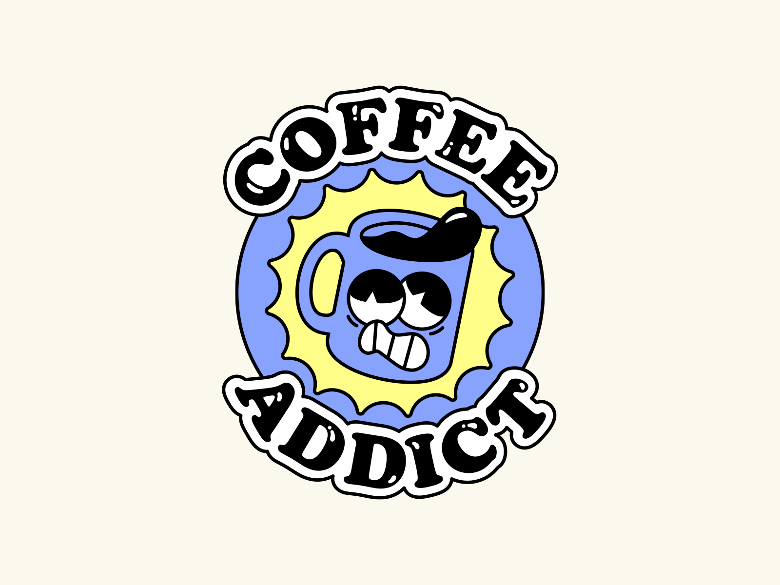 Over caffeinated 2d caffeinated coffee comic flat graphic design illustration illustrator loop retro shaking shaky sticker design stickers vector vintage