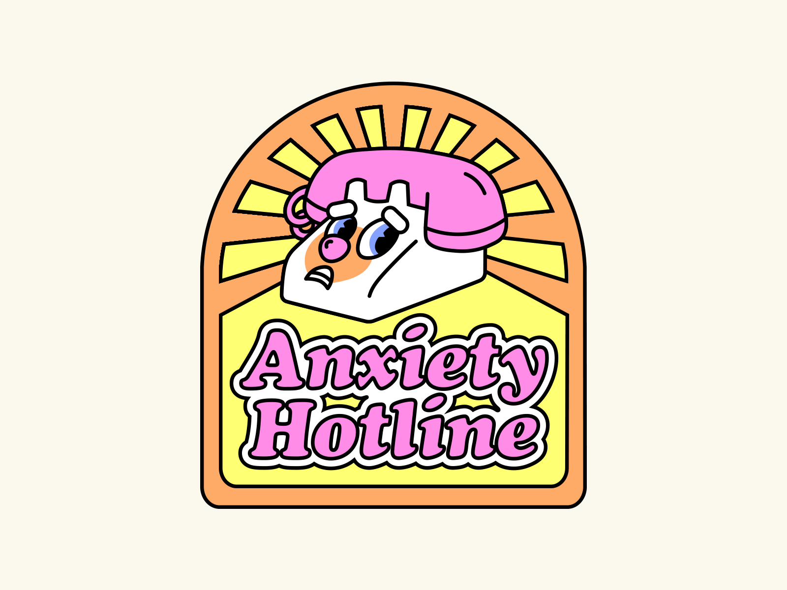 How I may help you? 2d anxiety anxious comic flat design graphic design hotline illustration illustrator loop powerpuff girls powerpuff hotline sticker design stickers vector
