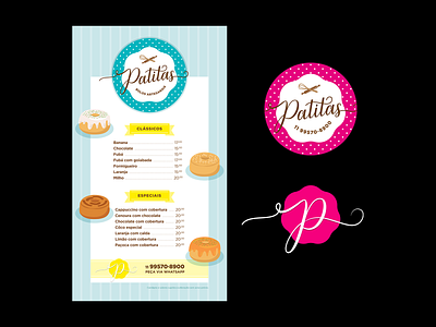 Cardápio e Logo Patitas Bolos bolos cakes illustration logo logo design patitas sticker