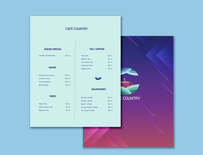 Cafe Country | Menu brand design brand identity branding branding concept cafe branding graphicdesign identity logo logo design menu menu card menu design