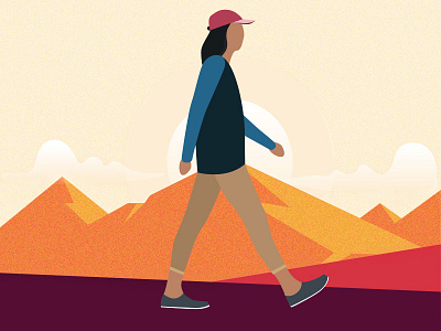 Walking cap color illustration men mountain walk