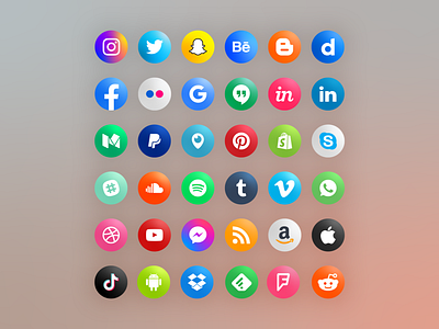 Round social media icons