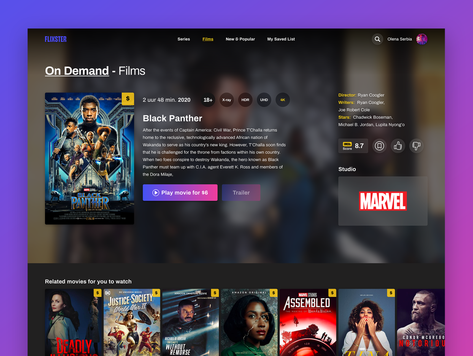 Flixster a Streaming Web UI Kit by SPACECAKE on Dribbble