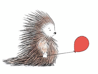 The trouble with quills. balloon childrens illustration illustration picture books porcupine