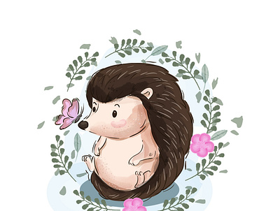 Cute Water Color Animal animal book illustration cartoon character cute design hedgehog illustration kids book vector watercolor