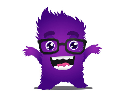 Cute Hairy monster cartoon character cute design illustration mascot monster purple