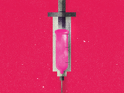 Condom/Syringe editorial illustration magazine
