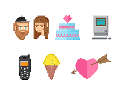 Pixel Art Menu Icons. Soon to be animated! 80s fun icons pixel art