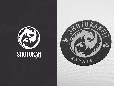 ShotokanFit logo and emblem design brand branding bw clean design emblem fitness karate logo simple tiger yinyan