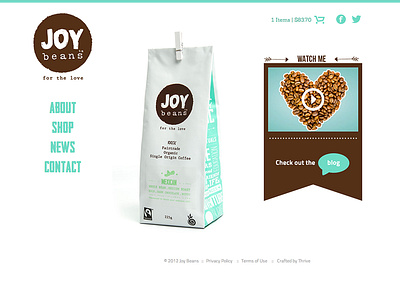 Joy Beans site launched today coffee mint shop web web design website wordpress