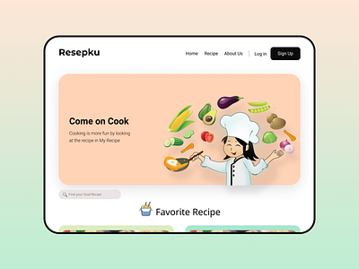 Landing Page Cooking Recipe illustration logo ux