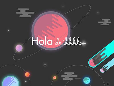 Hola dribbble design hello hello dribble illustration rj space ui