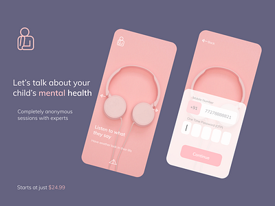 Sign up flow for mental health app app branding design login minimal mobile mobile app signup ui ux