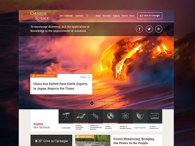 Carnegie Institution Redesign carnegie desktop grid homepage news science ui web design