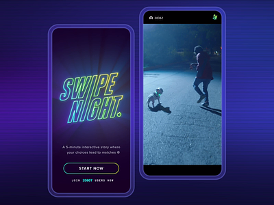 Super Swipe Night Swipe animation bandersnatch mobile motion neon swipe right tinder ui