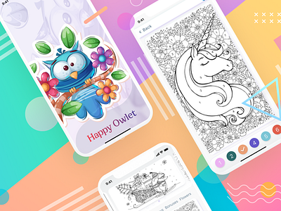 Coloring by numbers (Mobile App UI/UX) app branding design mobile typography ui ux vector