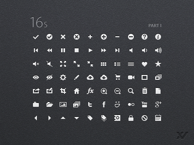 16s - UI Iconset icon set icons iconset micro mini pictograms