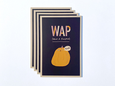 WAP cardi b cute graphic design halloween handlettering illustration postcard pumpkin pun wap