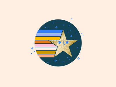 Star 80s cute grpahic illustration logo rainbow star vector