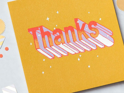Thanks cards handlettering lettering neon orange paper thank you thanks type typography