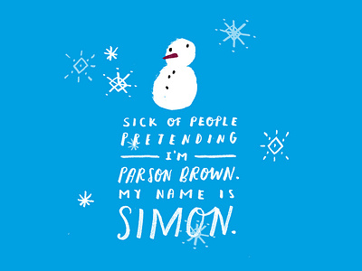 Simon blue brush christmas handlettering illustration snowflakes snowman typography